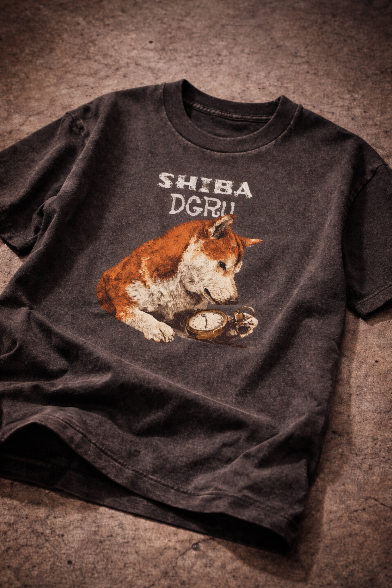 柴犬のデザインが入った黒Tシャツ