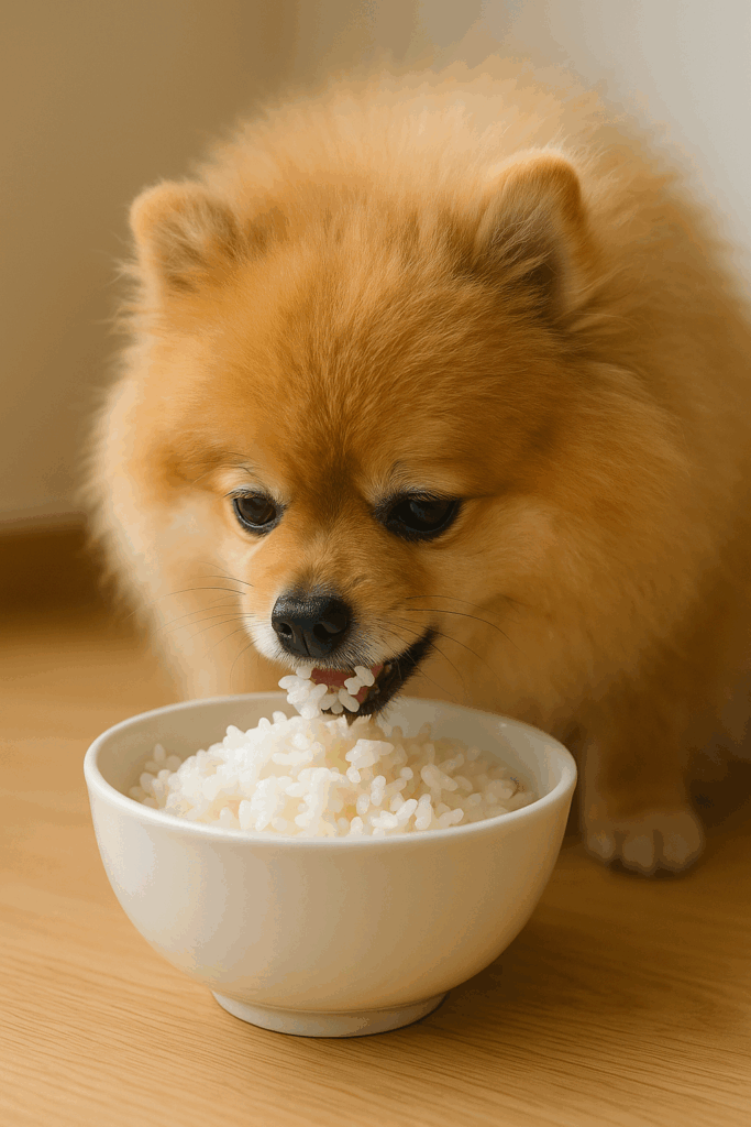 米を食べる犬