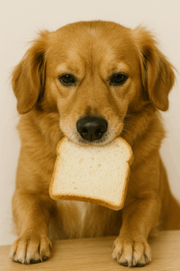 パンを食べる犬