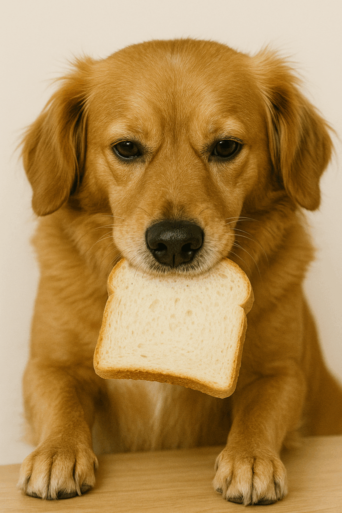 パンを食べる犬